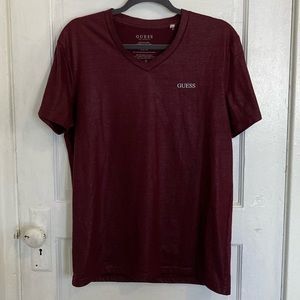 Guess Burgundy V-Neck Shirt